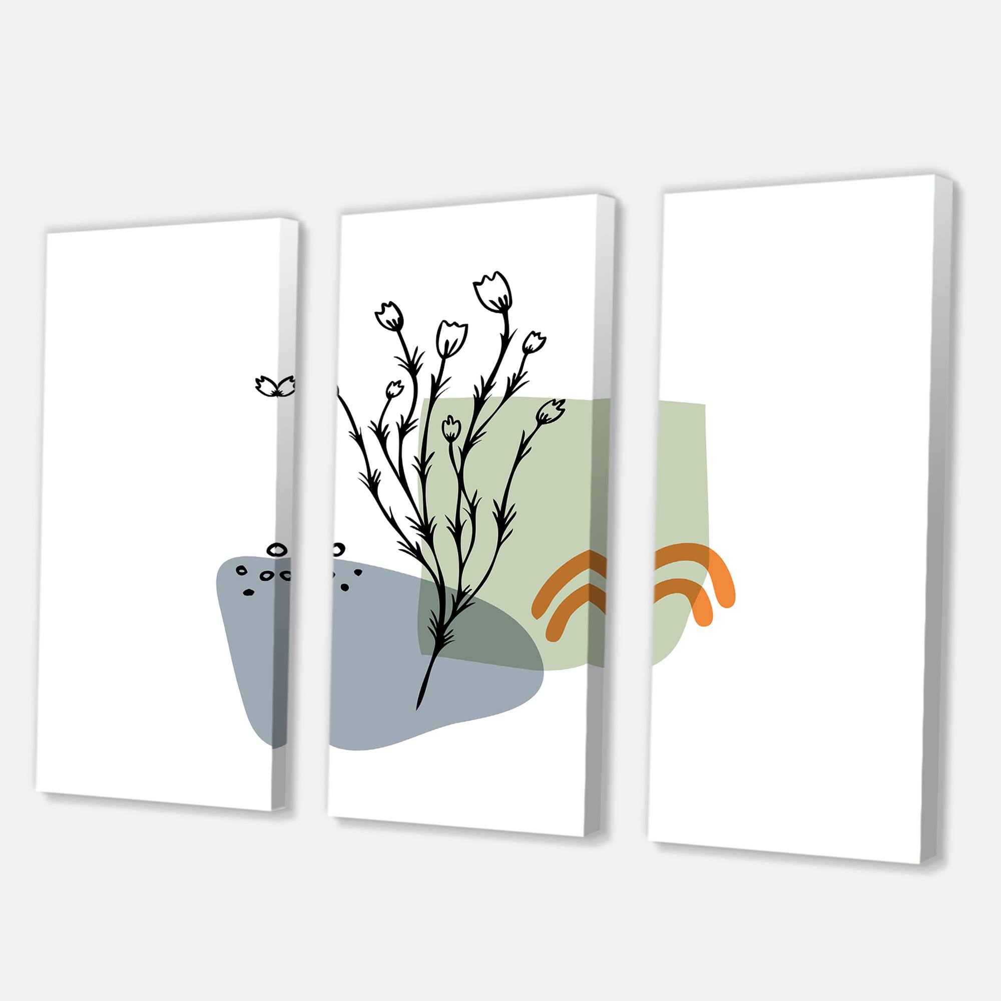 Designart - Abstract Flowers On Minimal Shapes II